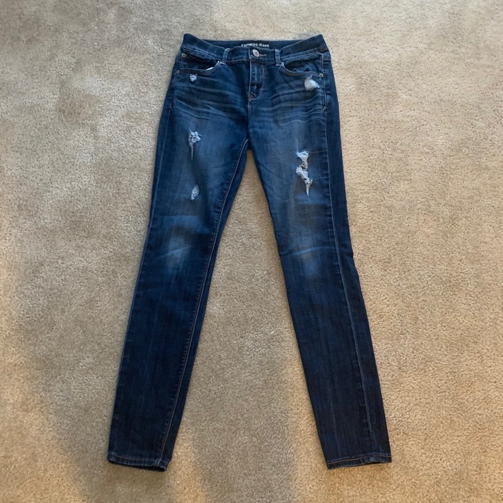 Express Distressed Skinny Jeans